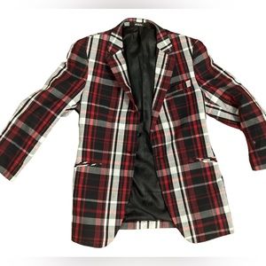 ANGELINO Black, Red & White Plaid Blazer-size Medium